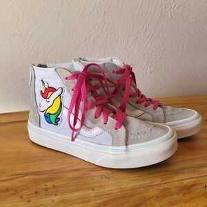 Vans Kids Sk8-Hi Sequin Patch Unicorn Sneakers Ballad Blue/True White Size 13
